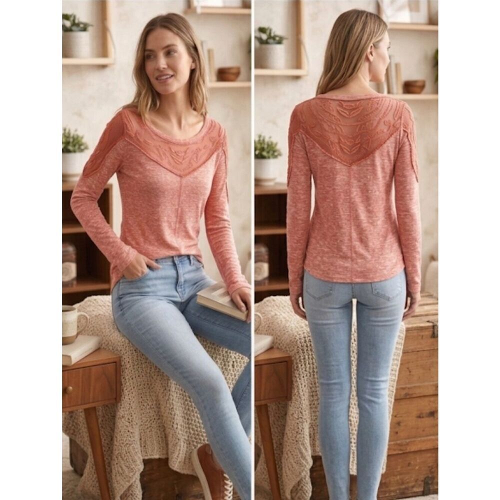 Maurices Top Sz S Heathered Cinnamon in color